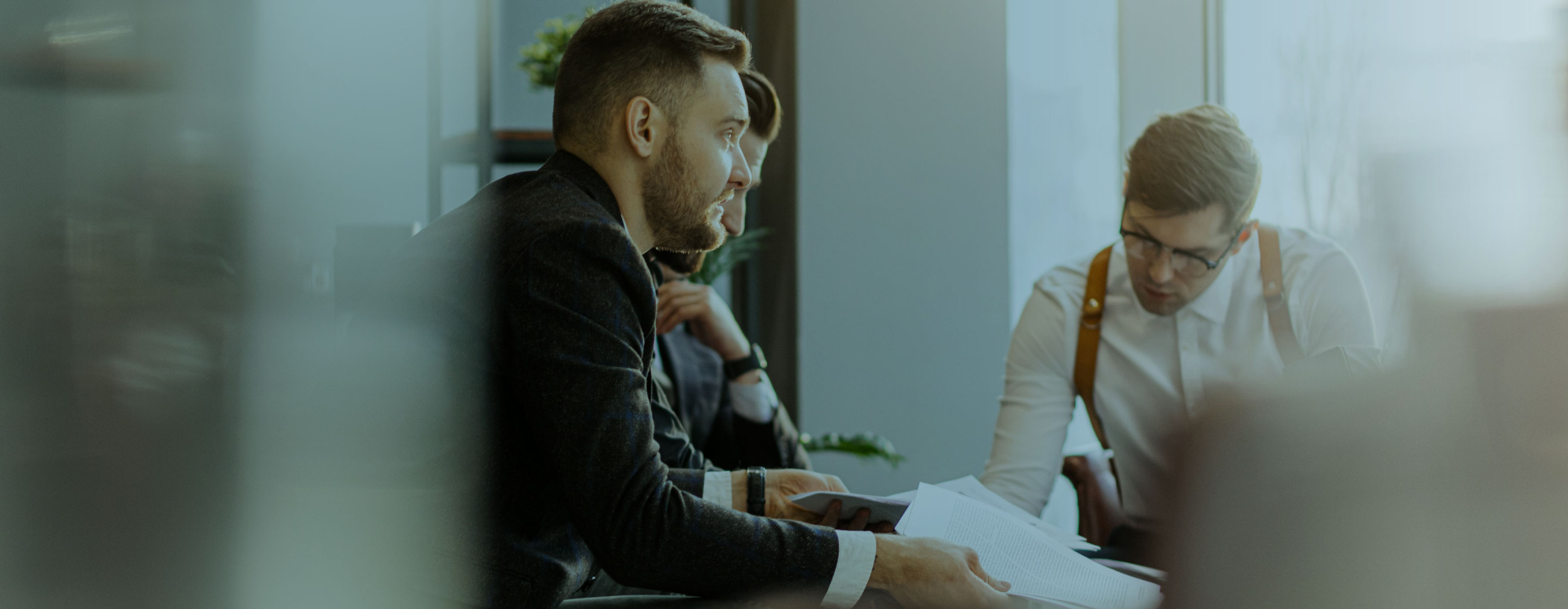 Business partners co-working in office